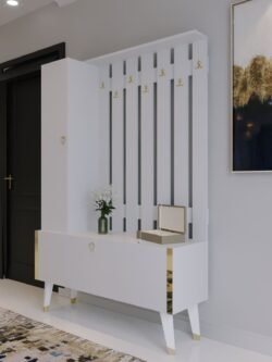 Festival Portmanto - Ayakkabılık GP1001-1 Gold Parlak Beyaz Minifiks Bağlantılı
