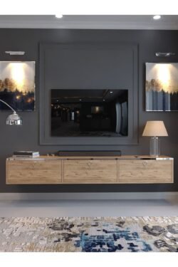 Festival Tv Sehpası DV-Q17-SPVC-6 Silver Çam Minifiks Bağlantı Duvara Monte Tv Ünitesi