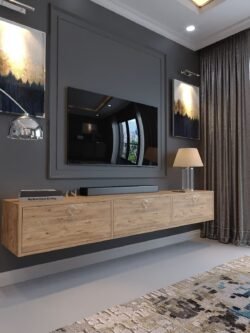 Festival Tv Sehpası DV-1001-P1-6 Silver Kulp Çam Minifiks Bağlantı Duvara Monte Tv Ünitesi