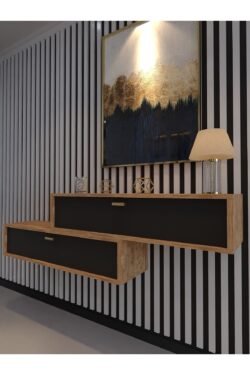 Lüks Dresuar İkili Çam Antrasit - Gold Kulp