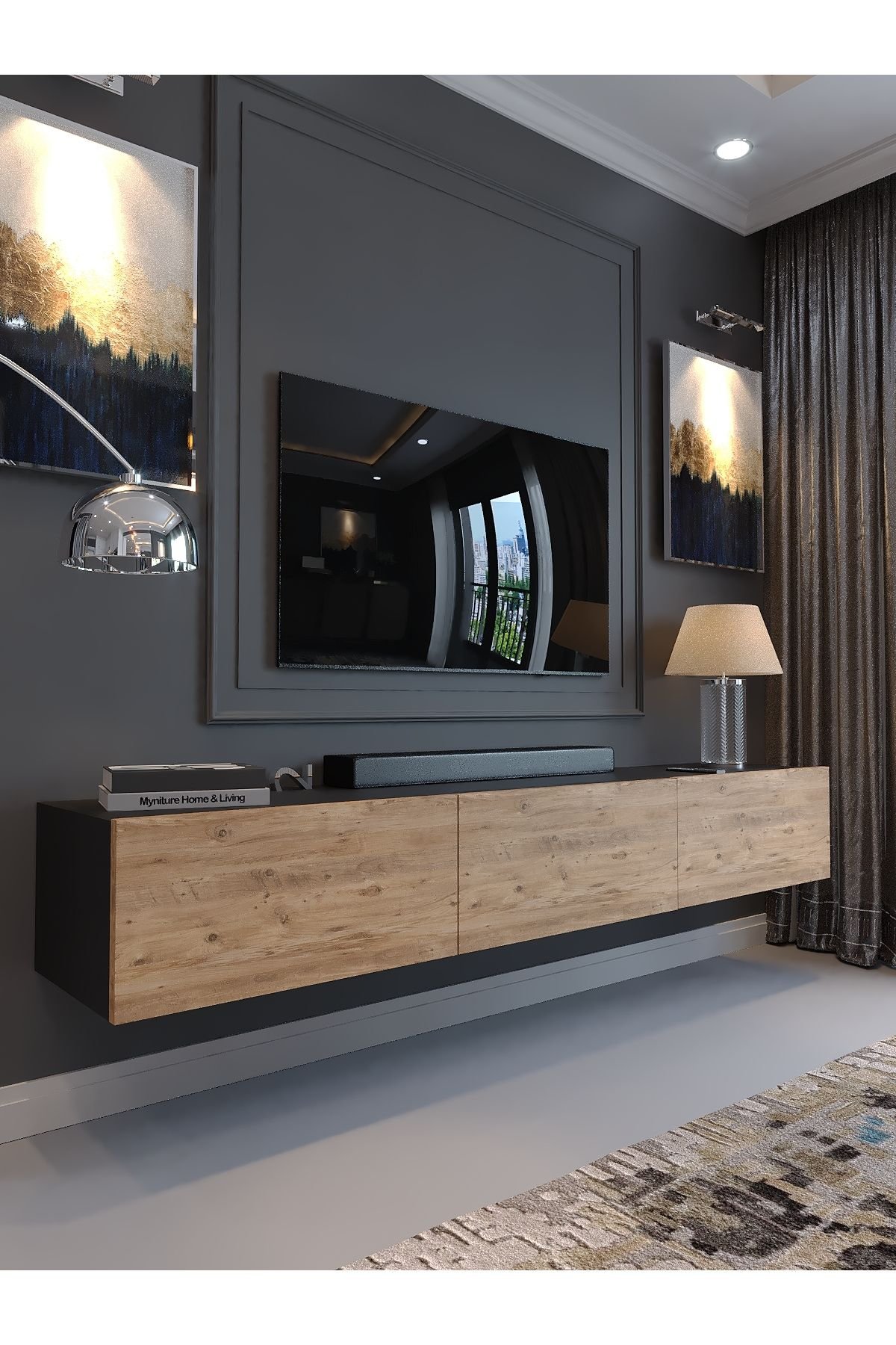 Festival Tv Sehpası DV-Q17-4-6 Parlak Minifiks Bağlantı Duvara Monte Tv Ünitesi