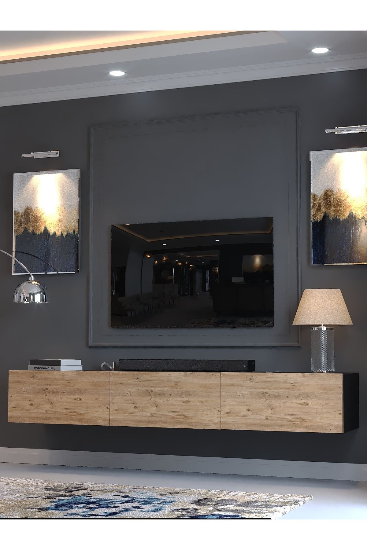 Festival Tv Sehpası DV-Q17-4-6 Parlak Minifiks Bağlantı Duvara Monte Tv Ünitesi