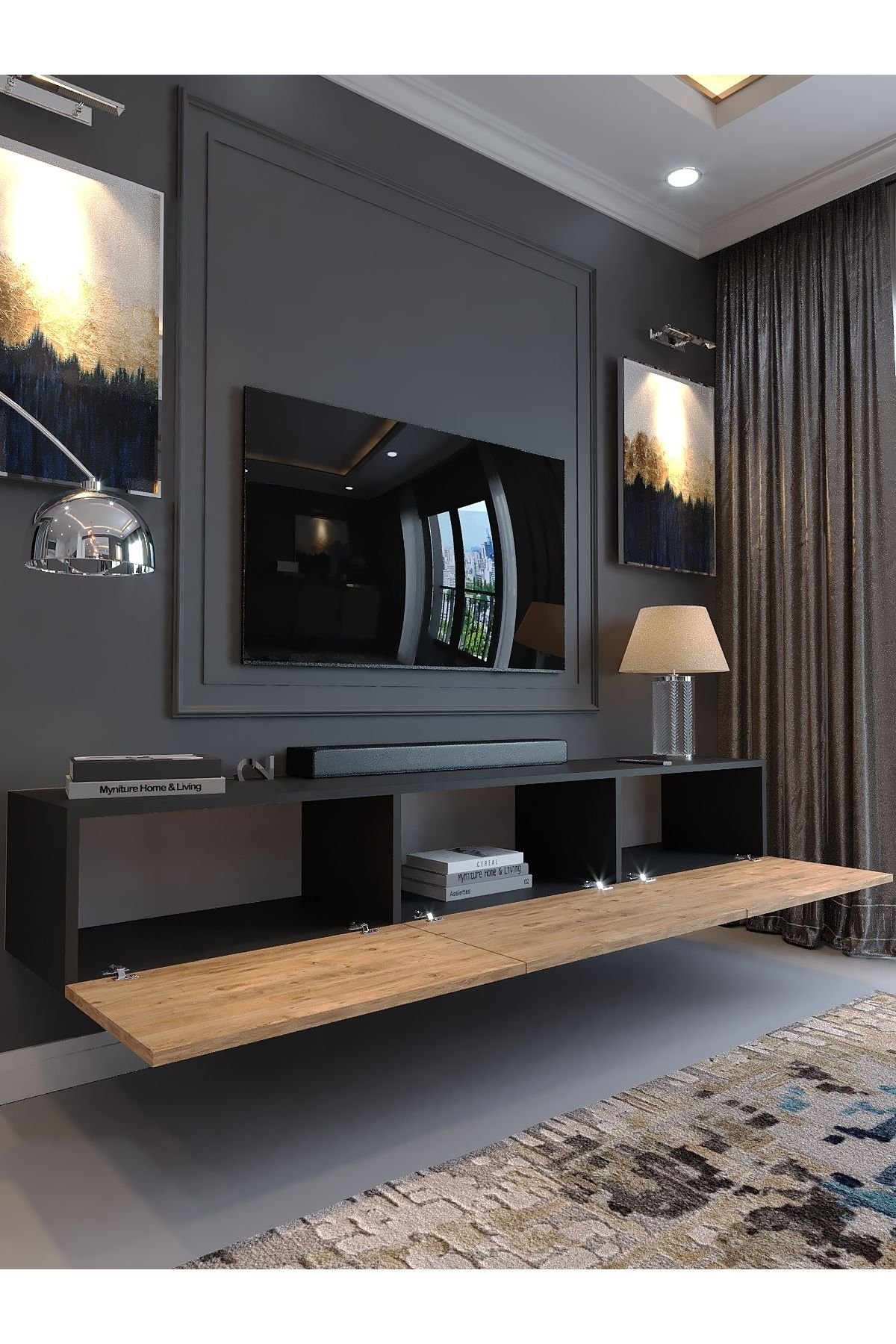 Festival Tv Sehpası DV-Q17-4-6 Parlak Minifiks Bağlantı Duvara Monte Tv Ünitesi