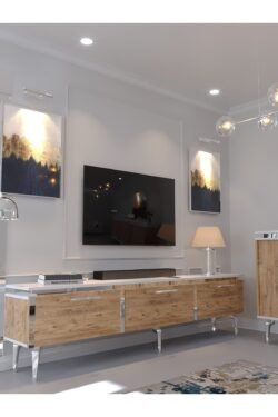 Festival Tv Sehpası - Konsol - Orta Sehpa Beyaz Çam Silver S-SET-4-1-6