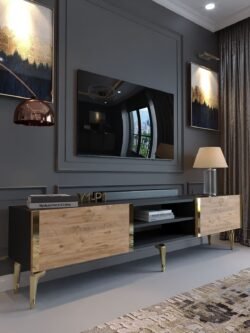 Festival Tv Sehpası G3830-4-6-Y1-P1 Ant. Çam Gold Metal Kulp