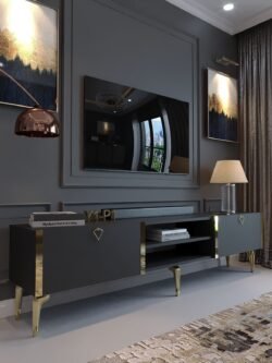 Festival Tv Sehpası G3830-4-Y1-P1 Antrasit Gold Metal Kulp