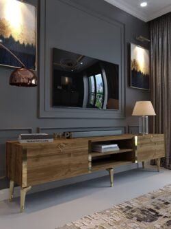 Festival Tv Sehpası G3830-2-Y1-P1 Ceviz Gold Metal Kulp