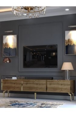 Festival Tv Sehpası G3817-2-Y1-P1 Ceviz Gold Metal Kulp