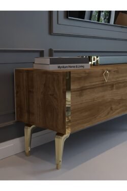 Festival Tv Sehpası G3817-2-Y1-P1 Ceviz Gold Metal Kulp