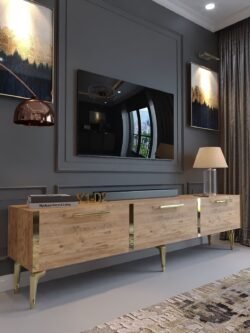 Festival Tv Sehpası G3817-6-Y1-D2 Çam Gold Metal Kulp
