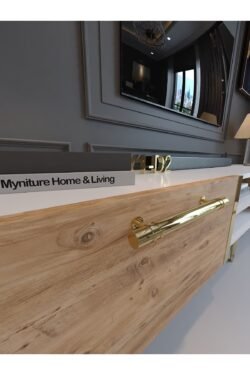 Festival Tv Sehpası G3830-1-6-Y1-D2 Beyaz Çam Gold Metal Kulp