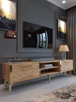 Festival Tv Sehpası G3830-6-Y1-D2 Çam Gold Metal Kulp