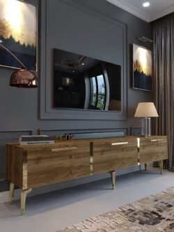 Festival Tv Sehpası G3817-2-Y1-D2 Ceviz Gold Metal Kulp