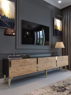 Festival Tv Sehpası G3817-4-6-Y1-P1 Ant. Çam Gold Metal Kulp