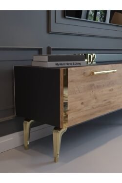 Festival Tv Sehpası G3817-4-6-Y1-D2 Ant. Çam Gold Metal Kulp