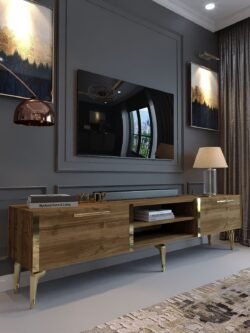 Festival Tv Sehpası G3830-2-Y1-D2 Ceviz Gold Metal Kulp