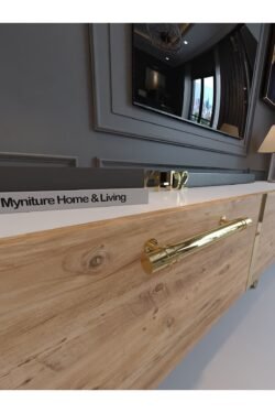 Festival Tv Sehpası G3817-1-6-Y1-D2 Beyaz Çam Gold Metal Kulp