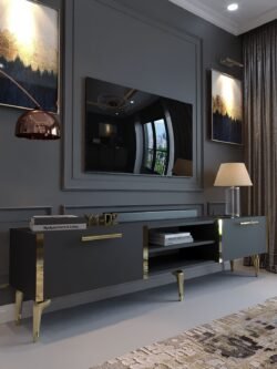 Festival Tv Sehpası G3830-4-Y1-D2 Antrasit Gold Metal Kulp