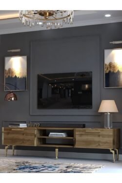 Festival Tv Sehpası G3830-2-Y1-D2 Ceviz Gold Metal Kulp