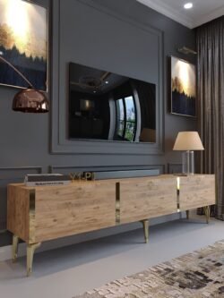 Festival Tv Sehpası G3817-6-Y1-P1 Çam Gold Metal Kulp
