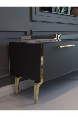 Festival Tv Sehpası G3817-4-Y1-D2 Antrasit Gold Metal Kulp