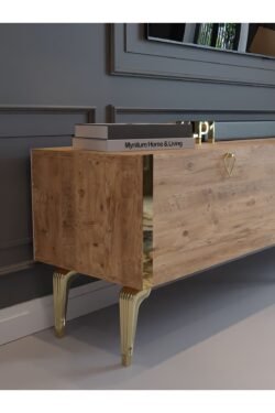 Festival Tv Sehpası G3817-6-Y1-P1 Çam Gold Metal Kulp