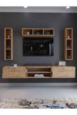 Festival Tv Ünitesi G13006-6 Atlantik Çam Gold Duvara Monte tv sehpası
