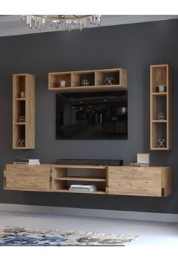 Festival Tv Ünitesi G13006-6 Atlantik Çam Gold Duvara Monte tv sehpası