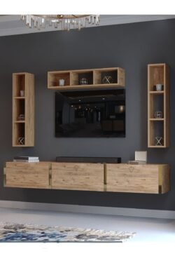 Festival Tv Ünitesi G13007-6 Atlantik Çam Gold Duvara Monte tv sehpası