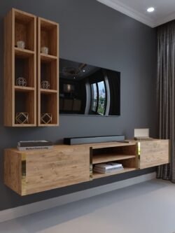 Festival Tv Ünitesi G13000-6 Atlantik Çam Gold Duvara Monte tv sehpası