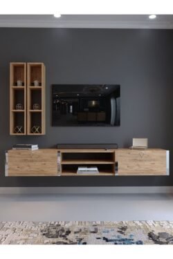 Festival Tv Ünitesi S13000-6 Atlantik Çam Silver Duvara Monte tv sehpası