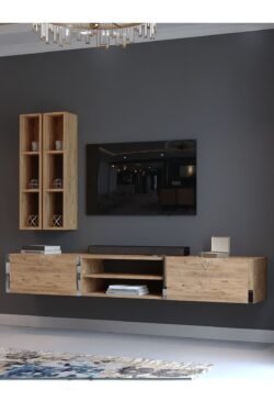 Festival Tv Ünitesi S13000-6 Atlantik Çam Silver Duvara Monte tv sehpası