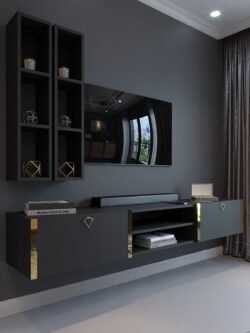 Festival Tv Ünitesi G13000-4 Antrasit Gold Duvara Monte tv sehpası