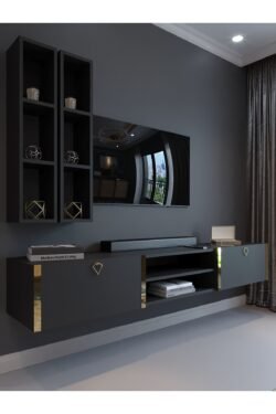 Festival Tv Ünitesi G13000-4 Antrasit Gold Duvara Monte tv sehpası