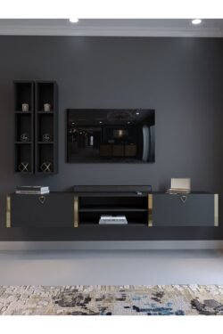 Festival Tv Ünitesi G13000-4 Antrasit Gold Duvara Monte tv sehpası