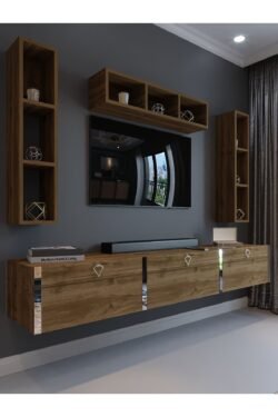 Festival Tv Ünitesi S13007-2 İstanbul Ceviz Silver Duvara Monte tv sehpası
