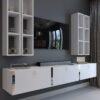 Festival Tv Ünitesi S13002-1 Beyaz Parlak Silver Duvara Monte tv sehpası