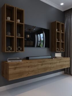 Festival Tv Ünitesi Q13002-2 İstanbul Ceviz Duvara Monte tv sehpası