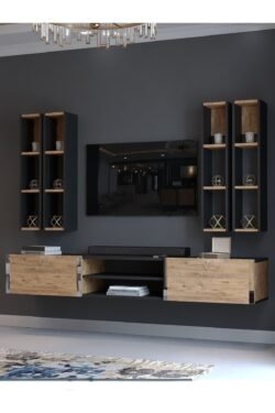 Festival Tv Ünitesi S13001-4-6 Antrasit  A. Çam Silver Duvara Monte tv sehpası
