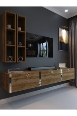Festival Tv Ünitesi S13003-2 İstanbul Ceviz Silver Duvara Monte tv sehpası