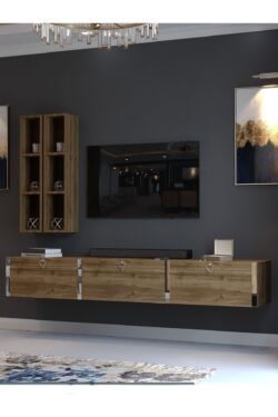 Festival Tv Ünitesi S13003-2 İstanbul Ceviz Silver Duvara Monte tv sehpası