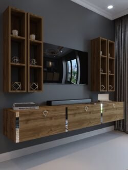 Festival Tv Ünitesi S13002-2 İstanbul Ceviz Silver Duvara Monte tv sehpası