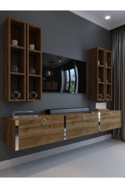 Festival Tv Ünitesi S13002-2 İstanbul Ceviz Silver Duvara Monte tv sehpası