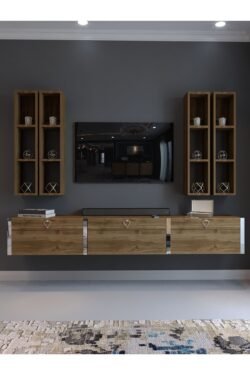 Festival Tv Ünitesi S13002-2 İstanbul Ceviz Silver Duvara Monte tv sehpası