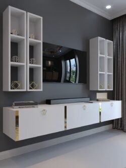Festival Tv Ünitesi G13002-1 Beyaz Parlak Gold Duvara Monte tv sehpası