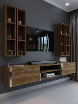 Festival Tv Ünitesi S13001-2 İstanbul Ceviz Silver Duvara Monte tv sehpası