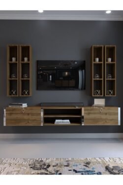 Festival Tv Ünitesi S13001-2 İstanbul Ceviz Silver Duvara Monte tv sehpası