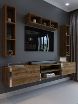Festival Tv Ünitesi S13006-2 İstanbul Ceviz Silver Duvara Monte tv sehpası
