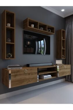 Festival Tv Ünitesi S13006-2 İstanbul Ceviz Silver Duvara Monte tv sehpası