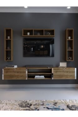 Festival Tv Ünitesi S13006-2 İstanbul Ceviz Silver Duvara Monte tv sehpası